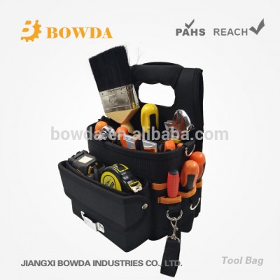 8 1/2 In Multifunction Small Electrical and Maintenance Tool Carrier, 16 Pocket Tool Bag with Shoulder Strap